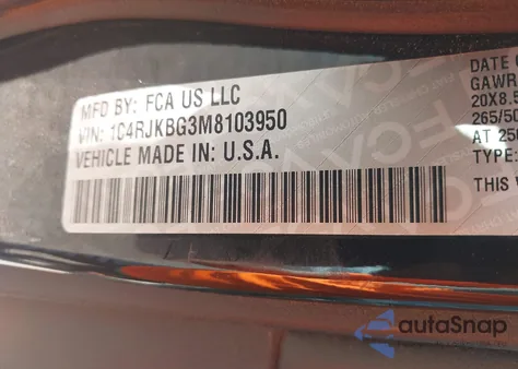 2021 Jeep Grand Cherokee L Limited z USA, uszkodzony, nr VIN 1C4RJKBG3M8103950